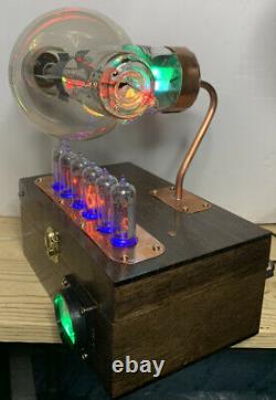 Nixie Clock IN-14 Steampunk. Early UX-852 Tube. Ring Model & Rgb Lit Ammeter