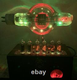 Nixie Clock IN-14 Steampunk. Economy RCA Radiotron 860 Tube. With Ezekiel Ring