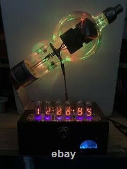 Nixie Clock IN-14 Steampunk. Huge 15 RGBs Military JAN-869-B Tube. Ring Model