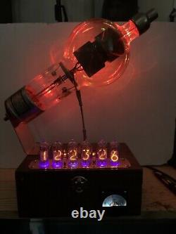 Nixie Clock IN-14 Steampunk. Huge 15 RGBs Military JAN-869-B Tube. Ring Model