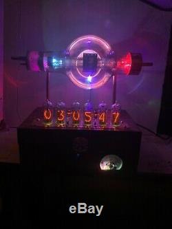 Nixie Clock IN-14 Steampunk. RGB Lit JAN- CUE-860 Tube. Ezekiel Ring Model