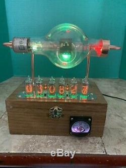 Nixie Clock IN-14 Steampunk. RGB Lit RCA JAN-CRC-860 Tube. Military Ring Model