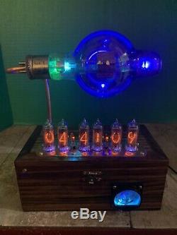 Nixie Clock IN-14 Steampunk. RGB Lit RCA Radiotron 860 Tube. Ezekiel Ring Model