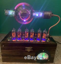 Nixie Clock IN-14 Steampunk. RGB Lit RCA Radiotron UX-852 Tube. Ezekiel Ring