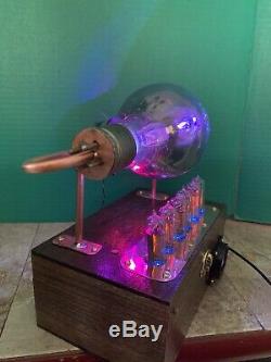 Nixie Clock IN-14 Steampunk. RGB Lit Radiotron UX-850 Tube. Ezekiel Ring Model