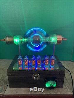 Nixie Clock IN-14 Steampunk. RGB Lit Radiotron UX-850 Tube. Ezekiel Ring Model