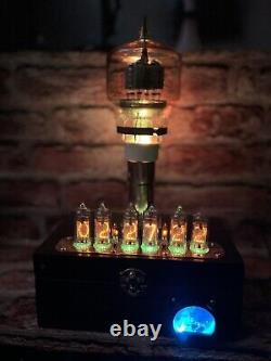 Nixie Clock IN-14 Steampunk. VT 129/304 TL Transmitter Tube Brass Copper & Glass