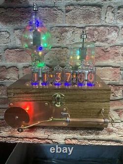 Nixie Clock IN-14 Tube. Steampunk. Eimac 4-125 + TH100 Tube. Handmade Piston Drive