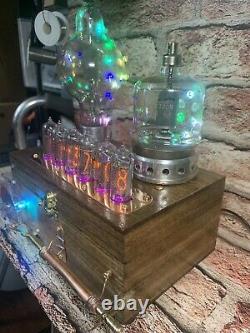 Nixie Clock IN-14 Tube. Steampunk. Eimac 4-125 + TH100 Tube. Handmade Piston Drive