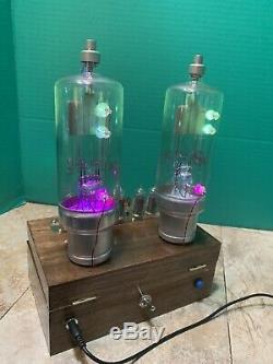 Nixie Clock IN-14 Tube. Steampunk. Lighted RGBs Towers Of Changing Color