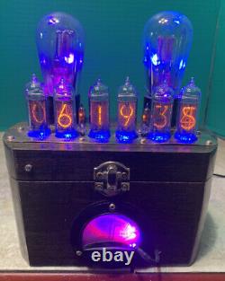 Nixie Clock IN-14 Tube. Steampunk. Lighted Vintage Tubes & Vintage Ammeter