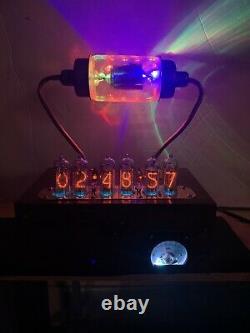 Nixie Clock IN-14 Tube. Steampunk. RGB Lit 17.5KV Vacuum Cap. Lit Uranium Glass