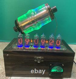 Nixie Clock IN-14 Tube. Steampunk. RGB Lit 30KV Vacuum Capacitor. Color Changing