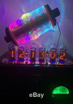 Nixie Clock IN-14 Tube. Steampunk. RGB Lit 30KV Vacuum Capacitor. Color Changing