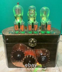 Nixie Clock IN-14 Tube. Steampunk. Working Lighted Gear Train & Vintage Tubes