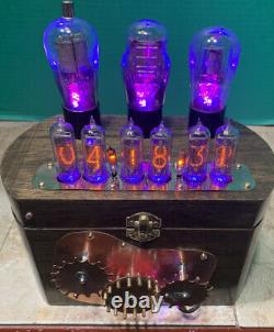 Nixie Clock IN-14 Tube. Steampunk. Working Lighted Gear Train & Vintage Tubes