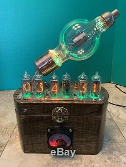Nixie Clock IN-14 Tube. Steampunk style. Lighted 100 TH Tube. Ring Effect