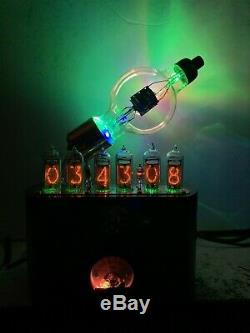 Nixie Clock IN-14 Tube. Steampunk style. Lighted 100 TH Tube. Ring Effect