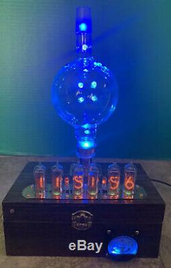 Nixie Clock IN-14 Tube. Steampunk style. Lighted Chem Ware Tube WithEzekiel Ring