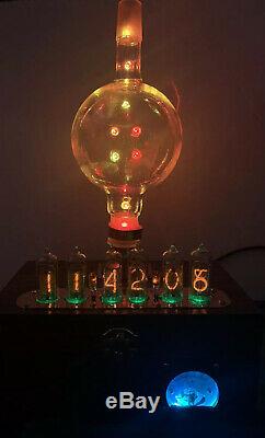 Nixie Clock IN-14 Tube. Steampunk style. Lighted Chem Ware Tube WithEzekiel Ring