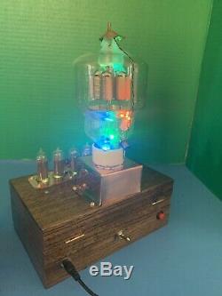 Nixie Clock IN-14 Tube. Steampunk style. Lit 300 Watt Transmitter. Uranium Glass