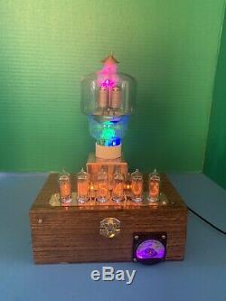 Nixie Clock IN-14 Tube. Steampunk style. Lit 300 Watt Transmitter. Uranium Glass