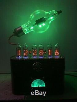 Nixie Clock IN-14 Tube. Steampunk style. Lit Eimac 100 TH Tube. With Ezekiel Ring