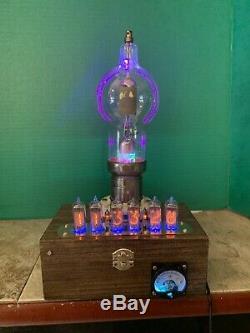 Nixie Clock IN-14 Tube. Steampunk style. Lit Eimac 250TH Tube. With Ezekiel Ring