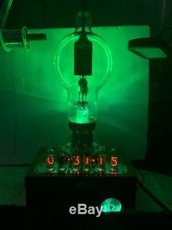 Nixie Clock IN-14 Tube. Steampunk style. Lit Eimac 6C21 Tube. With Ezekiel Ring