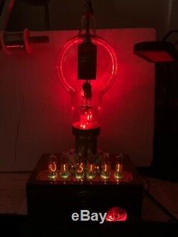 Nixie Clock IN-14 Tube. Steampunk style. Lit Eimac 6C21 Tube. With Ezekiel Ring