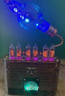 Nixie Clock IN-14 Tube. Steampunk style. Lit JAN-CIM Eimac 100 TH Tube. With Ring