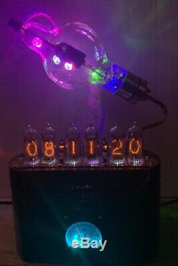 Nixie Clock IN-14 Tube. Steampunk style. Lit JAN-CIM Eimac 100 TH Tube. With Ring