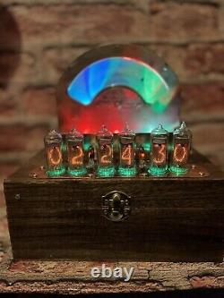 Nixie Clock IN-14 Tubes. Steampunk Copper, Brass & Glass! Vintage Brass Weston264