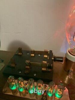 Nixie Clock IN-14 Tubes. Steampunk Copper, Brass & Glass! Vintage Fischer Ammeter