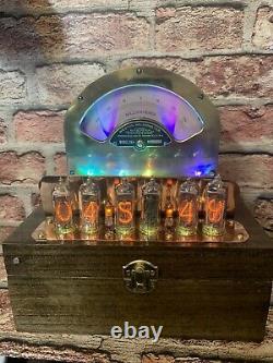 Nixie Clock IN-14 Tubes. Steampunk Copper, Brass & Glass! Vintage Weston 264