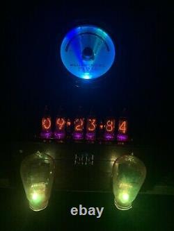 Nixie Clock IN-14 Tubes. Steampunk Copper, Brass & Glass! Vintage ammeter & tubes
