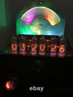 Nixie Clock IN-14 Tubes. Steampunk Copper, Brass & Glass. Weston 264 & Decatron