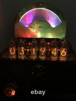 Nixie Clock IN-14 Tubes. Steampunk Copper, Brass & Glass. Weston 264 & Decatron