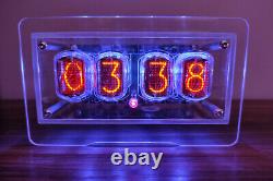 Nixie Clock Vintage IN-12 Tubes Acrylic Transparent Case Blue Backlight Arduino