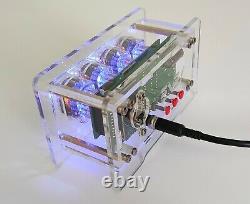 Nixie Clock Vintage IN-12 Tubes Acrylic Transparent Case Blue Backlight Arduino