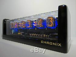 Nixie Clock with 6xIN-12 tubes & metallic black case & alarm cold war era