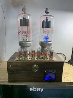 Nixie IN-14 Tube Steampunk Clock. 2 Eimac 2-150D, 24 RGBs. Ever Changing Colors