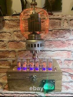 Nixie IN-14 Tube Steampunk Clock. Eimac 4-1000, 13 RGBs. Ever Changing Colors