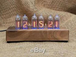 Nixie Tube Clock 6x IN-14 Vintage Retro Wooden Glowing Clock Assembled Gift Man