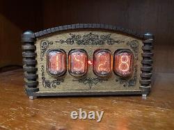 Nixie Tube Clock IN12 Retro Vintage. Oak enclosure. 12 hours format