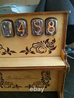 Nixie Tube Clock IN-12b Custom made'Golden Piano' alarm of Street Organ New