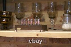 Nixie Tube Clock IN-14 Wood Brass and Steel Case Vintage Deck Loft Clock