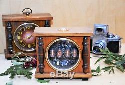 Nixie Tube Clock, Re-purposed Vintage Retro Desk Clock, Table Clock. Perestroika
