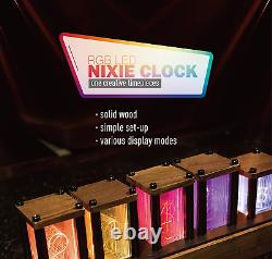 Nixie Tube Clock, Wood RGB Digital Clock, Reteo Modern Desktop Clock, Diy Pseudo Gl