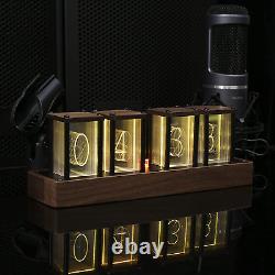 Nixie Tube Clock Wooden Digital Clock for Bedroom, Easy Alarm Settings and 12/24H